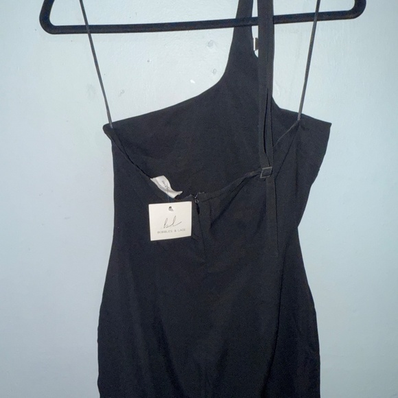 Brand New Bobbles & Lace One-Shoulder Black Mini Dress - Picture 3 of 3